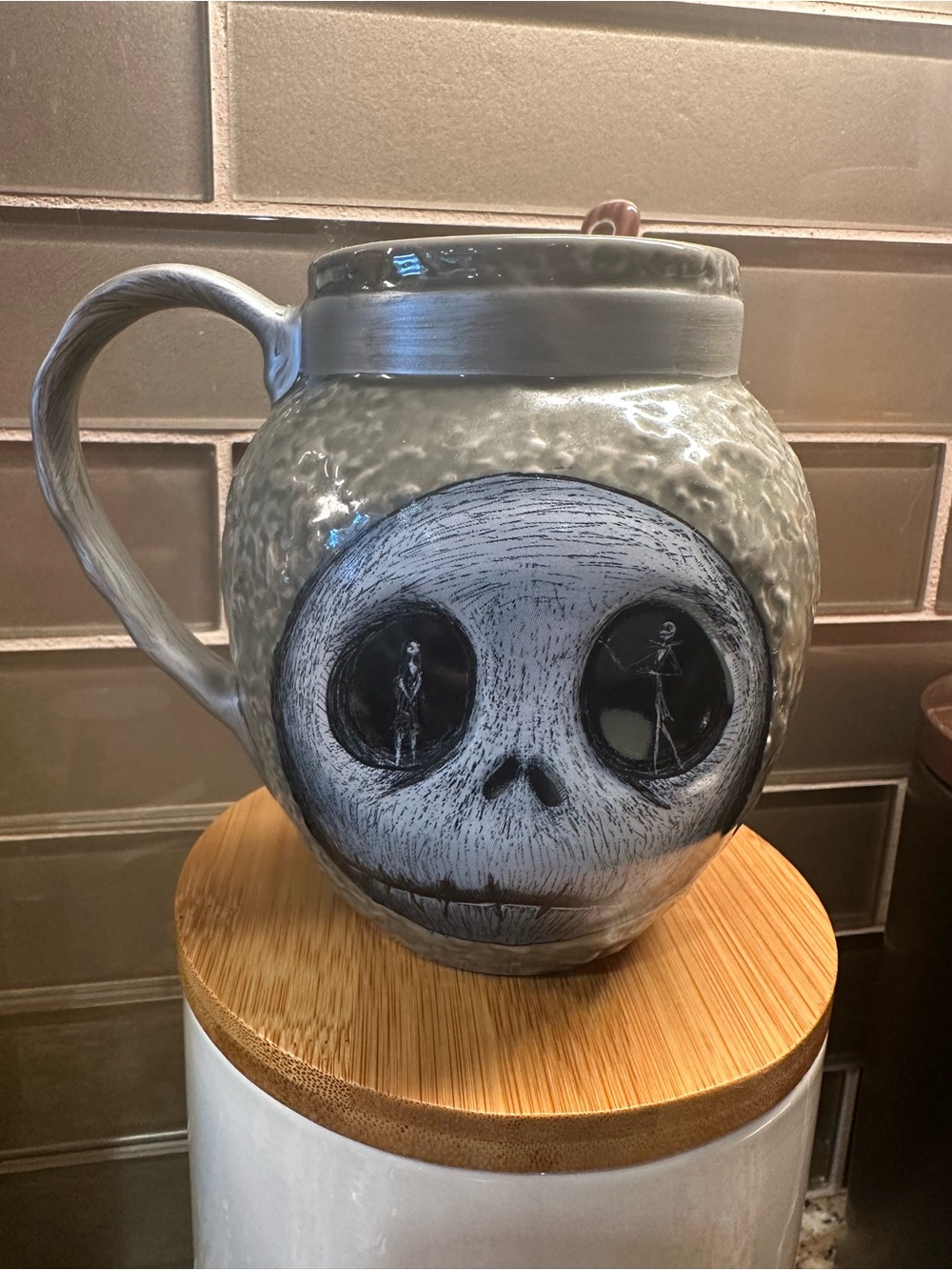 The nightmare before Christmas mug with spoon deadly night shade jack sally